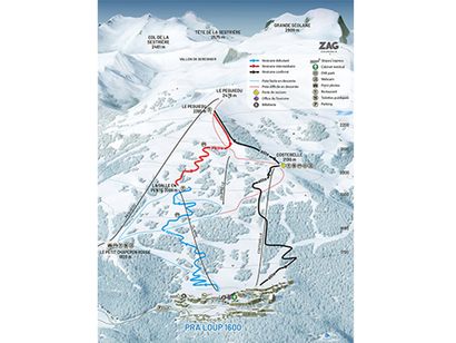 Plan des itinéraires de ski de randonnée Ski touring routes map