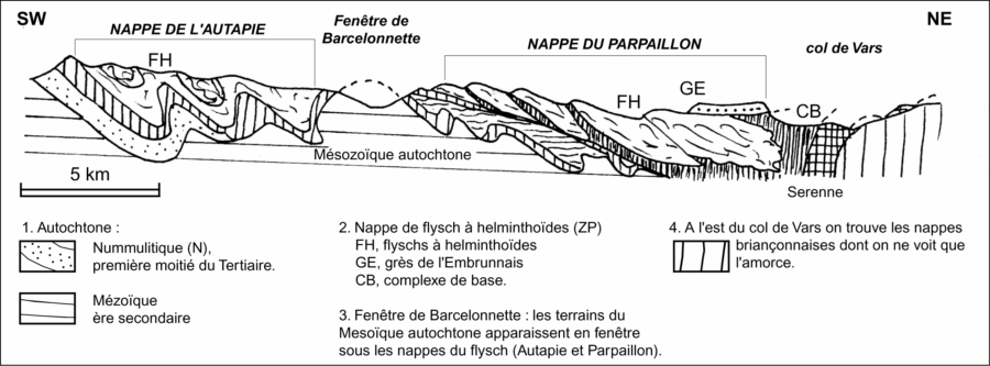 Carte géologique sommets Ubaye